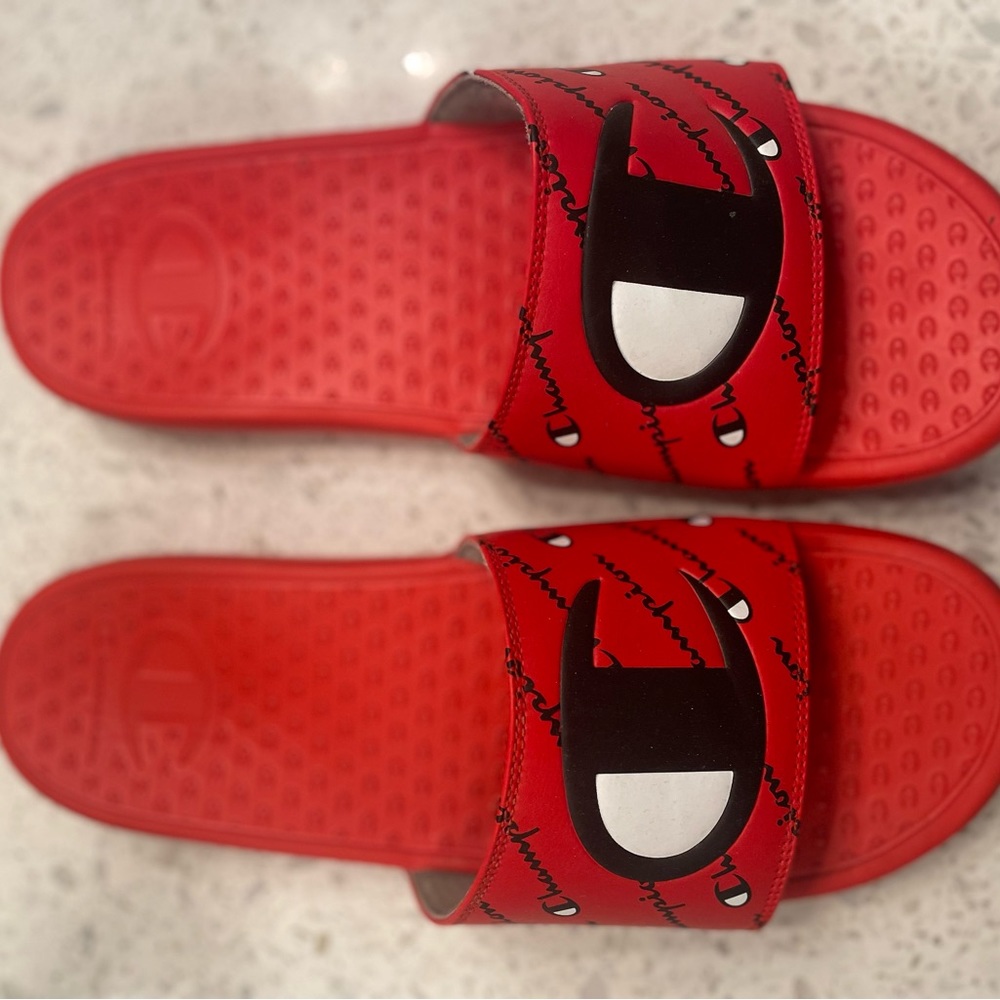 Champion red sandals